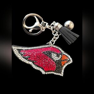 Red and Black Arizona Cardinals Bag Charm Keychain